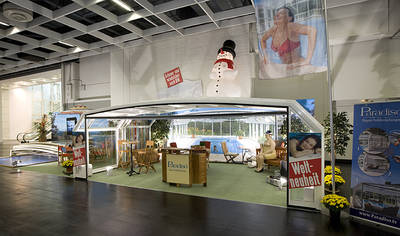 Der Messestand auf der aquanale 2007 in Köln zeigt das Leistungsspektrum von Paradiso