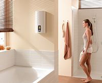 Elektronische Durchlauferhitzer wie der DHE SL electronic comfort von Stiebel Eltron sorgen genau dann f�r hei�es Wasser, wenn es gebraucht wird � gradgenau