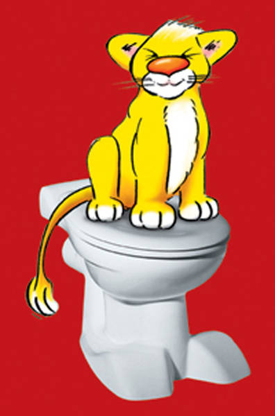 Auf dem WC mit  "Löwentatzen" finden Kinderfüße sicheren Halt