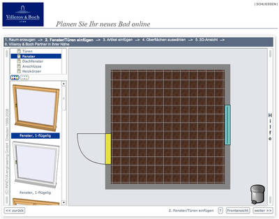 Die Daten können zur Ausführung des Bades direkt zum ausgesuchten V&B Händler übermittelt werden