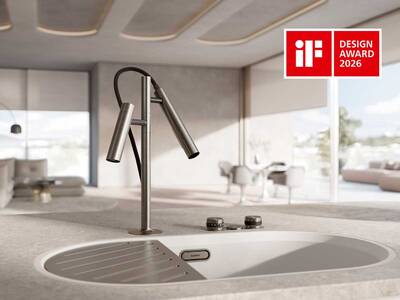 Mit dem iF Design Award 2026 Winner prämiert wurde das Wasserplatzsystem LUNEOO // OOVALON für herausragendes Produktdesign in der Kategorie „Küchen“