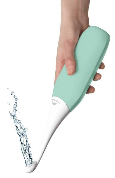 Eine Art Einsteigerversion einer Toiletten-Dusche haben die Gründer von „HappyPo“ auf den Markt gebracht. Mit ihrer handlichen Po-Dusche waren sie im Jahr 2017 in der TV-Gründershow „Die Höhle der Löwen“