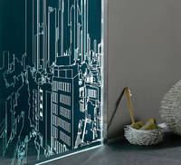 Prickelnd urban - die Glamü Duschabtrennung mit Laser-Motiv
