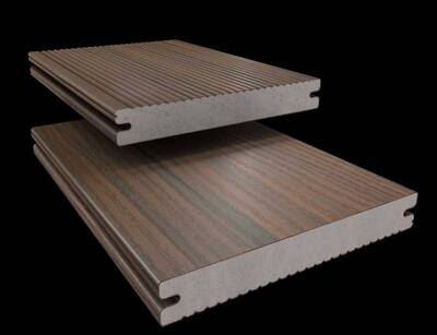 Die koextrudierten Premiumdielen mit ihrer patentierten 360°-PVC-Ummantelung überzeugen durch hohe Formstabilität, schnelle und effiziente Montage sowie vollständige Recycelbarkeit