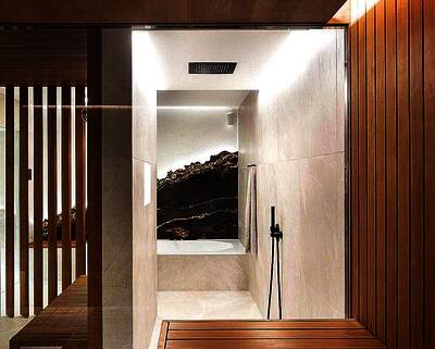 Dusche und Sauna werden zu einer harmonischen Einheit