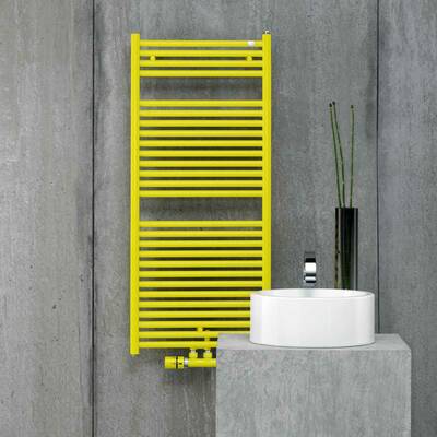 Die perfekte farbliche Abstimmung der Ventilsets mit dem Zehnder Design-Heizkörper...